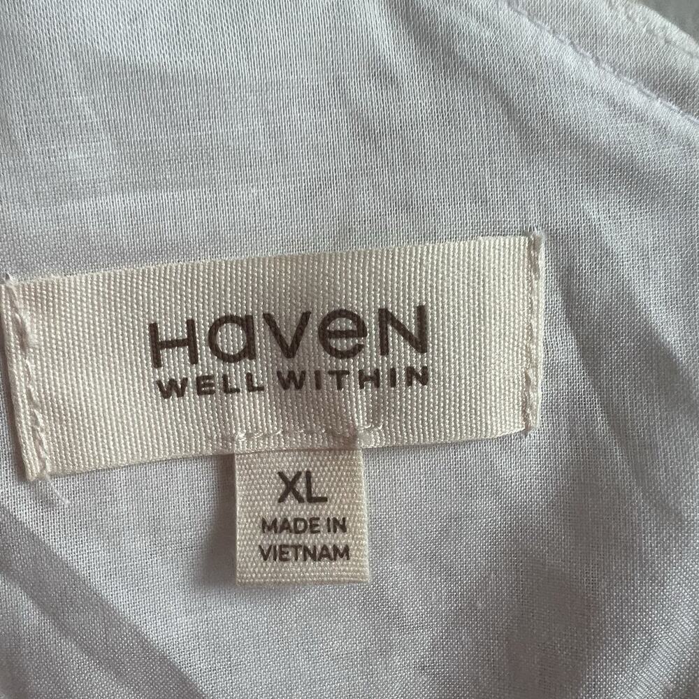 Haven Well Within Dress XL Voile Shell Midi White Sleeveless Beachy - Picture 7 of 10